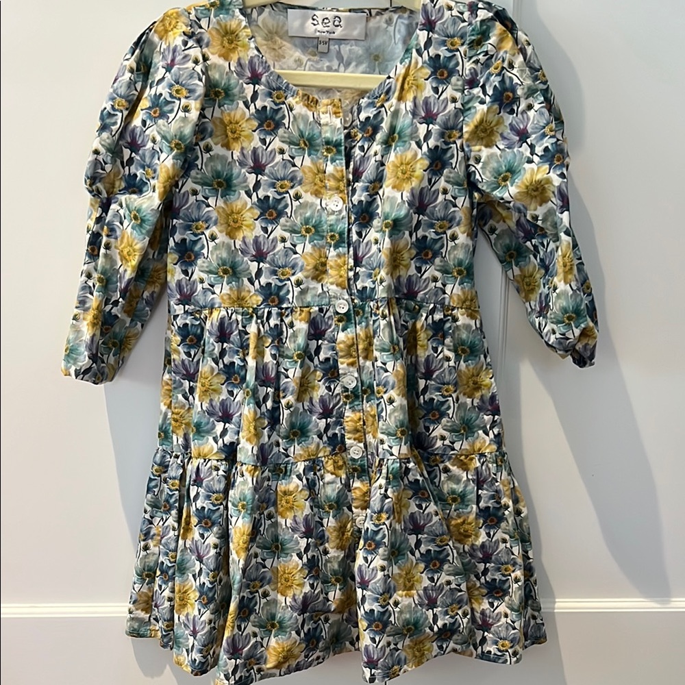 Sea New York Floral Kids Poplin Dress, size 3-5. Excellent condition!